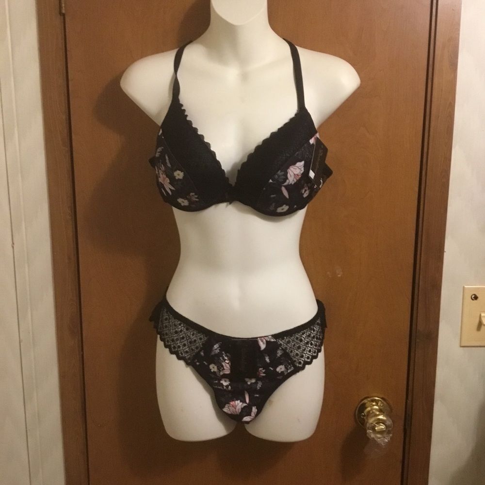 Floral Lace Black Bra set 38 C